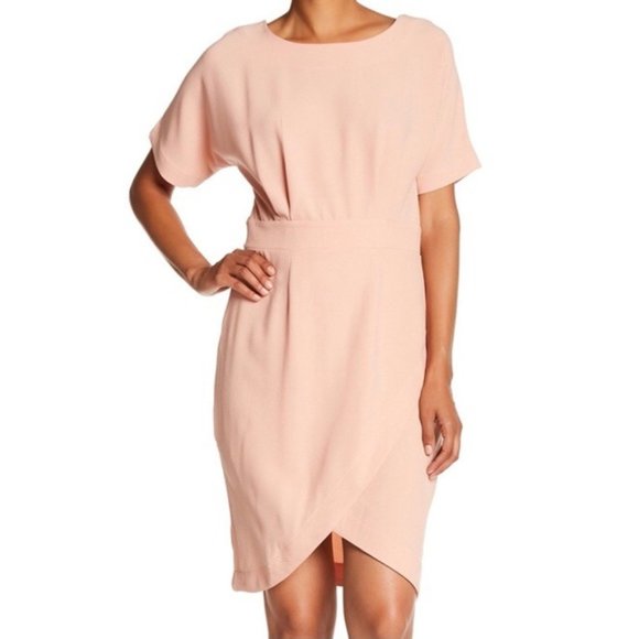 bobeau Dresses & Skirts - Bobeau Sheath Dress Pink Dolman Sleeve Tulip Hem